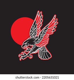 The flying eagle. Vector emblem.
