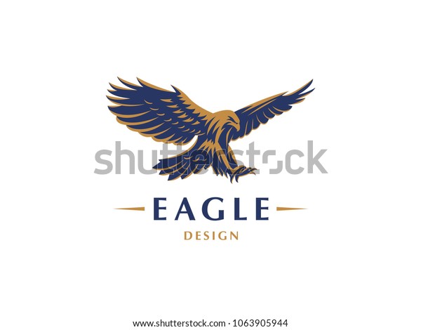 The flying eagle. Vector\
emblem.