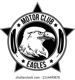 The flying eagle. Vector emblem., company logo, king of the sky, motor club eagle, eagle logo