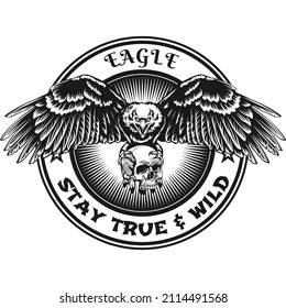 The flying eagle. Vector emblem., company logo, king of the sky, motor club eagle, eagle logo