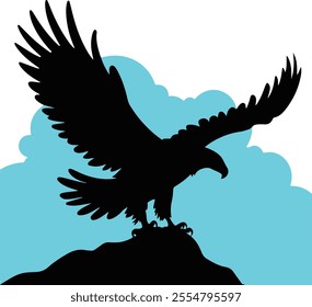 Flying Eagle Vector, eagle icon illustration isolated vector sign symbol, Eagle silhouette isolated on white. Vector illustration