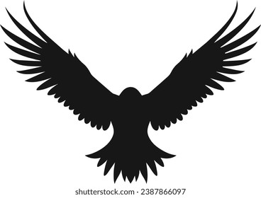 Flying Eagle vector illustration Black and white, black on white background, isolated, logo, tattoo