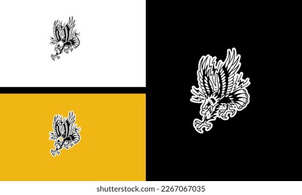 flying eagle vector illustration outline design