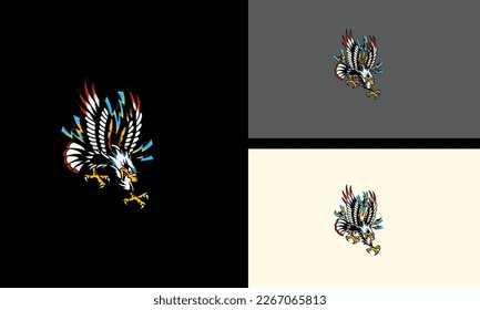 flying eagle vector illustration tattoo design