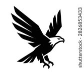 Flying Eagle Vector Logo – Majestic Bald Eagle Silhouette with Spread Wings for Mascot, Crest, and Emblem Design