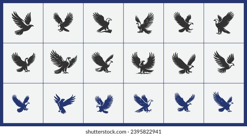 Flying Eagle Vector Logo Silhouette - Multipurpose vector art design that can be used for logo, symbol, printing, mascot, and many more