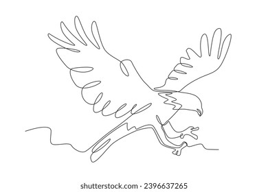 A flying eagle. World Wildlife Day one-line drawing