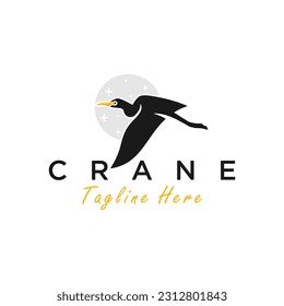 flying egret bird logo vector illustration logo design