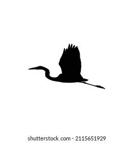 flying egret bird silhouette vector