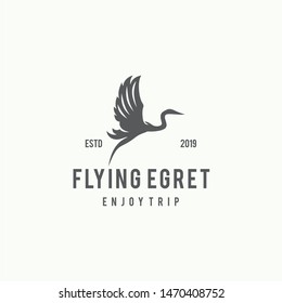 Flying Egret Logo Design Template Inspiration - Vector