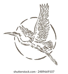 flying egret vector sketch design with a unique and elegant design