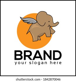 Logo del elefante volador. Logo del elefante. Icono de elefante y círculo. ilustración vectorial.