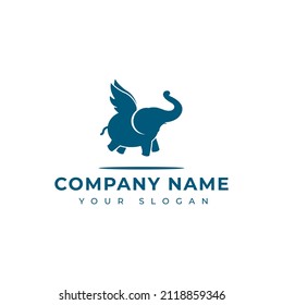 Flying elephant logo vector design template
