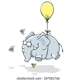 Flying Elephant on a balloon