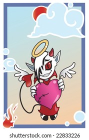 Flying emo lines with heart and a nimbus