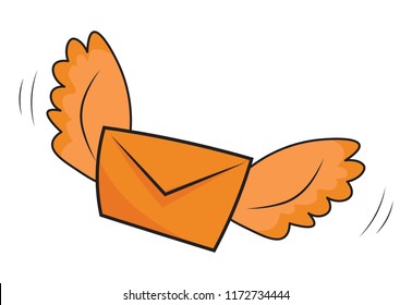 flying envelope email icon clip art vector illustration