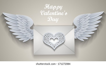 Flying envelope to Valentine's Day 