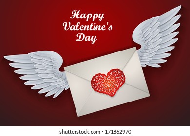 Flying envelope to Valentine's Day
