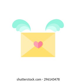 Flying envelope with wings vector cartoon illustration