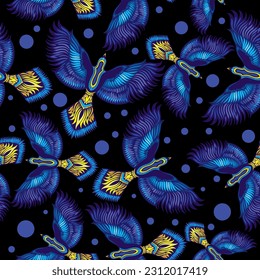 Flying exotic birds seamless pattern. Bird background.  Summer tropical wildlife vector illustration for paper, wallpaper, textile