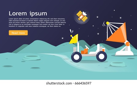 Flying and exploring on planet  infographic flat design 