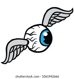 flying eye cartoon illustration isolated on white