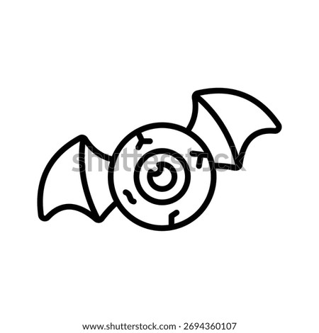 Flying eyeball, haunted bat with eyeball wings, perfect for spooky Halloween themes