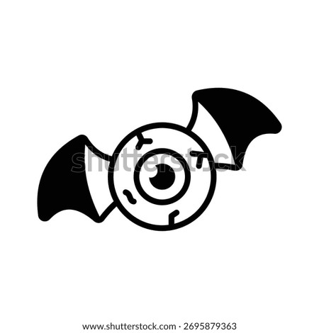 Flying eyeball, haunted bat with eyeball wings, perfect for spooky Halloween themes