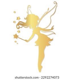 flying fairy angel with wand and stars printable cuttable vector SVG svg