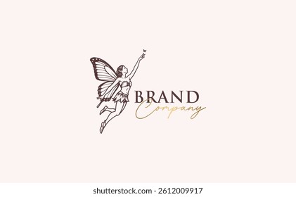 Flying Fairy Butterfly Wing Logo