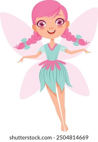 Flying fairy. Cartoon fantasy character. Fairytale girl