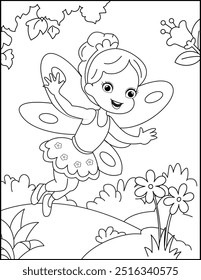 Flying Fairy Coloring Page  For Kids  coloring book
