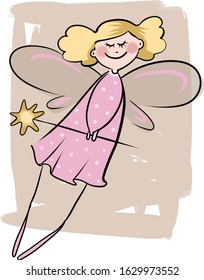 Flying fairy with a magic wand