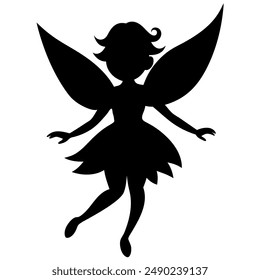 Flying Fairy silhouette vector illustration