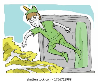 flying fairy tale character. cartoon.