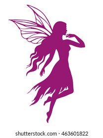 Flying fairy, vector silhouette illustration.