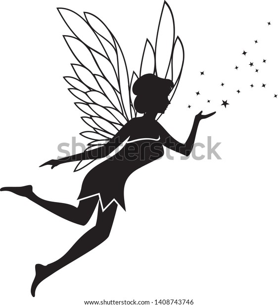 Flying Fairy Vector Silhouette Illustration Stock Vector (Royalty Free ...