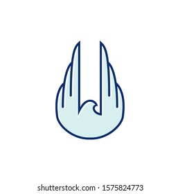 Flying Falcon. Elegant logo template. Silhouette of a wild bird with spread wings.	