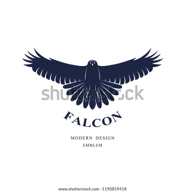 空飛ぶ鷹 エレガントなロゴテンプレート 翼を広げた野鳥のシルエット レトロなスタイル アートの象徴 ベクターイラスト のベクター画像素材 ロイヤリティフリー