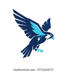 Flying Falcon Vektor - Moderne Blue Hawk Illustration mit Spread Wings