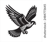 Flying falcon, vector silhouette, icon design