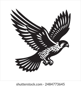 Flying falcon, vector silhouette, icon design