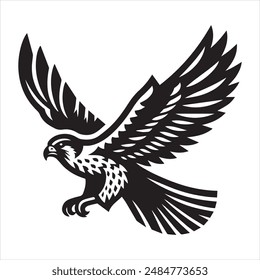 Flying falcon, vector silhouette, icon design