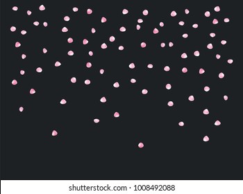 Flying, Falling Down Rose Petals Confetti. Cool Romantic Valentines Day or Wedding Background. Realistic Rose Petals Confetti, Cherry or Sakura Blossom. Love, Natural Cosmetics Concept or Decoration.