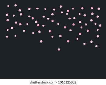 Flying, Falling Down Rose Petals Confetti. Tender Romantic Valentines Day, Wedding Background. Cherry or Sakura Blossom, Realistic Rose Petals Confetti. Love, Natural Cosmetics Concept or Decoration.