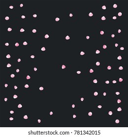 Flying, Falling Down Rose Petals Confetti. VIP Romantic Valentines Day or Wedding Background. Realistic Rose Petals Confetti, Cherry or Sakura Blossom. Love, Natural Cosmetics Concept or Decoration.