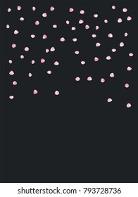 Flying, Falling Down Rose Petals Confetti. VIP Romantic Valentines Day or Wedding Background. Sakura or Cherry Blossom, Realistic Rose Petals Confetti. Love, Natural Cosmetics Concept Product Design.