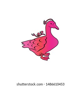 flying farm duck, goose, swan logo art