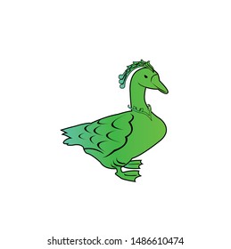 flying farm duck, goose, swan logo art