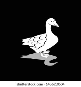 flying farm duck, goose, swan logo art